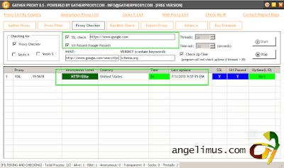 checking proxy using gather proxy 8.5 Free edition