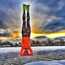 Headstand at sunrise