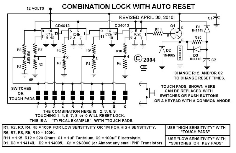 Combination Lock With Auto Reset