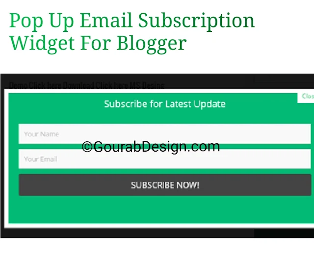 Pop up email Subscription box for bloggert