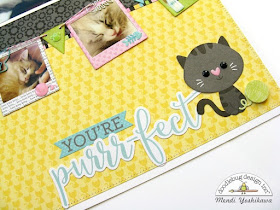 Doodlebug Design Kitten Smitten Purrfect Cat Layout by Mendi Yoshikawa.