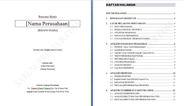 Contoh Proposal Usaha Dan Business Plan  Buku Karya Tulis 