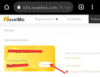 Cara menarik uang di novelme