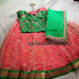 Peach and Green Half Saree