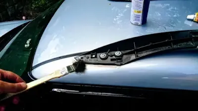 brush on wd-40 during car cleaning