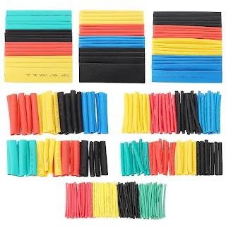 A set assortment of 328 pcs of Polyolefin heat shrink tubing 2:1 shrink ratio and a 600V pressure-bearing rating hown - store