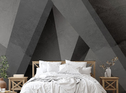 Geometric Monochrome Patterned Wallpaper Mural