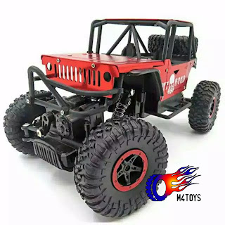 Mobil RC OFFROAD JEEP ARMY 4WD Merah