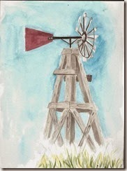 Watercolor windmill