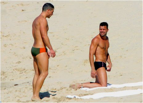 Ricky Martin in Speedo on Beach