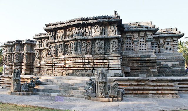 View of the temple, with raised platform and perforated pierced windows