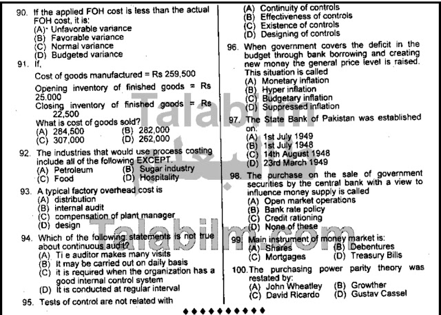 SPSC Assistant Accounts Officer Past Papers MCQs and Syllabus 