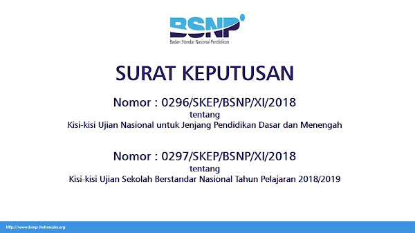 Kisi Kisi Ujian Nasional dan USBN Tahun Pelajaran 2018-2019