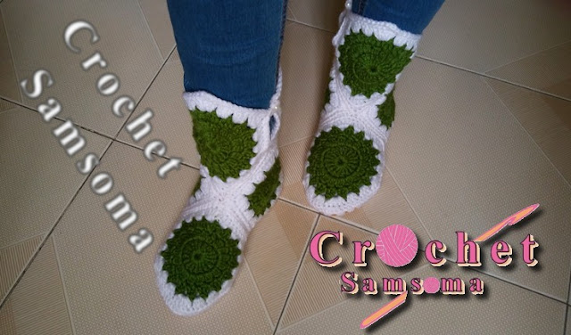 كروشيه هاف بوت نسائي بالوحدات السداسية  . crochet Booties of the women . Crochet Shoes,Slippers,Boots . كروشيه سمسومة  . crochet slipper boots . . كروشيه حذاء نسائي بالوحدات  . كروشيه هاف بوت نسائي .. كروشيه سليبر نسائي . 