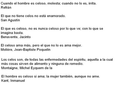 Palabras sobre celos gratis