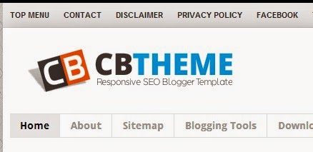 top menu di atas header blog