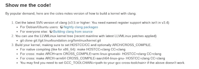 como compilar o kernel Linux usando o LLVM