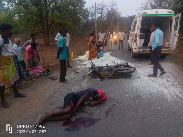 दो मोटर साइकिल आपस में भिड़े, बाइक सवार घायल, 108 संजीवनी की मदद से पहुँचाया गया अस्पताल