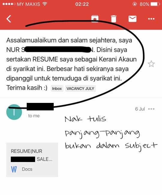 [Gambar] 'Hantar Permohonan Kerja Atau Nak Berkenalan 