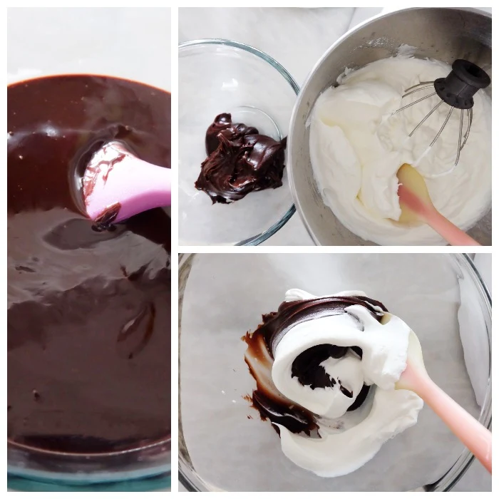 making the chocolate mousse topping