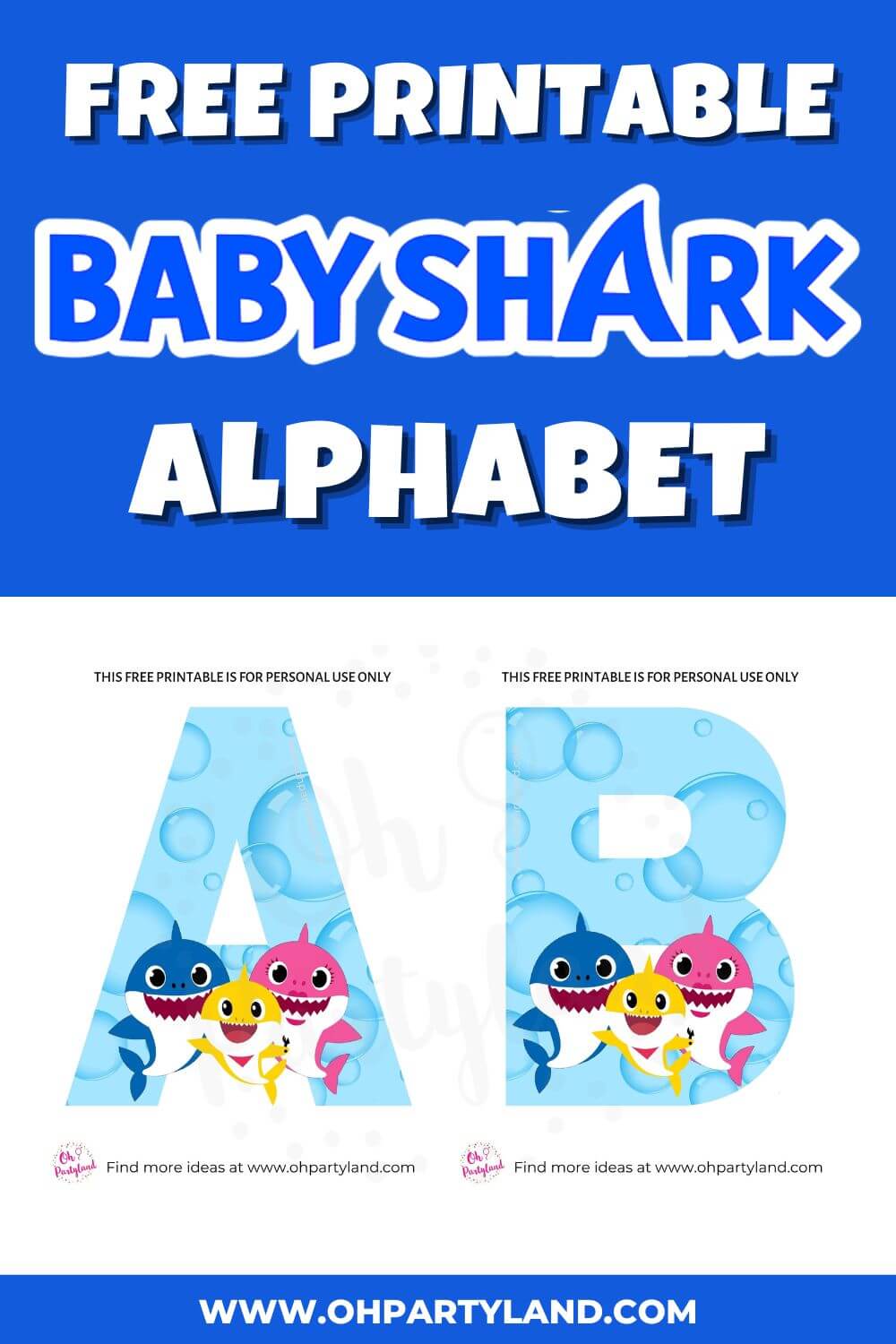 free printable baby shark alphabet