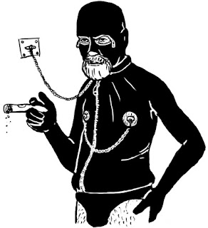 Sigmund Freud Illustration. Freud in a gimp suit