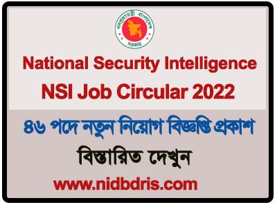 National Security Intelligence Job Circular has been published, 46 Posts in NSI New Job Circular 2022, NSI Job Circular 2022, cnp.teletalk.com.bd