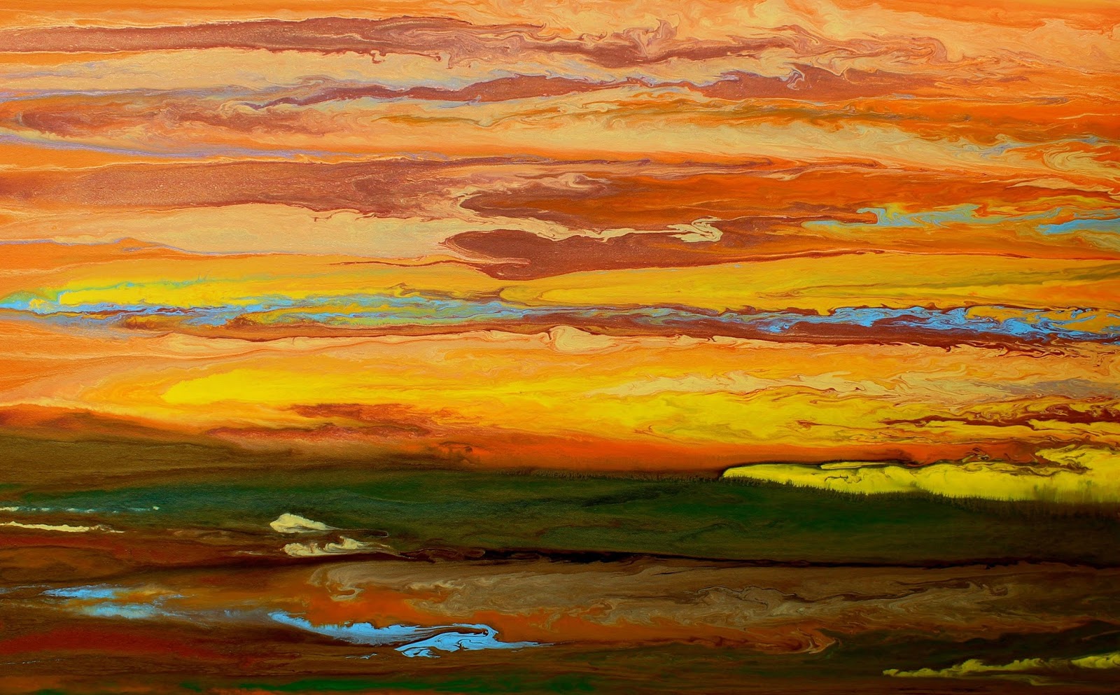 Daily Painters Of Colorado: Contemporary Abstract Landscape,Sunset Art