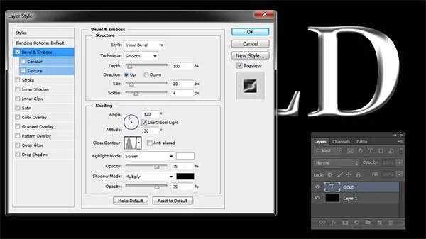 Bevel & Emboss settings.