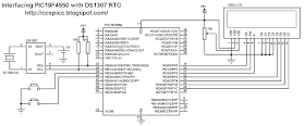 Interfacing PIC18F4550 with DS1307 real time clock RTC circuit CCS PIC C code