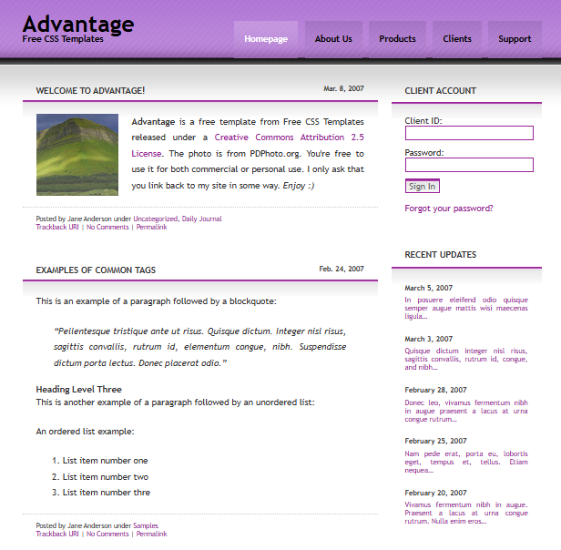 Client Account Homepage Template Free Download-HTML, CSS, JS