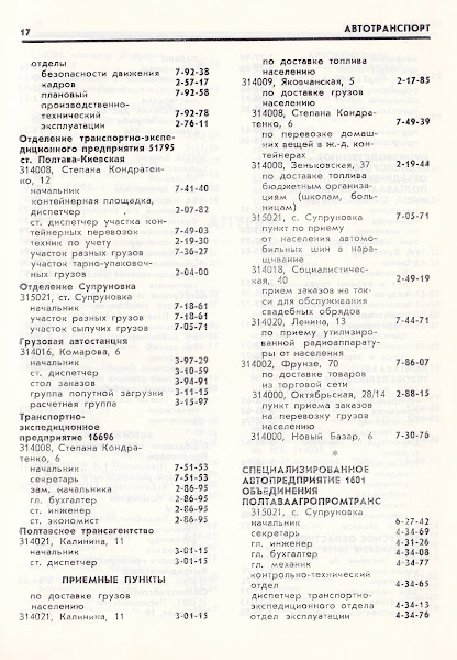 Полтава телефонный справочник 1987