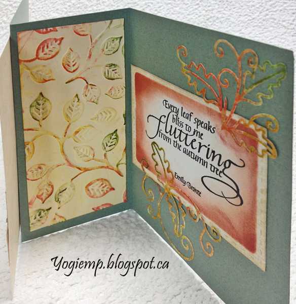 While I had the Tutti Design "Fall Leaf Frame" on my desk I also cut it from this Distress Oxide background.  I'm using an A Way With Words dies  "Courage"  from Elizabeth Craft Designs, also available on Quietfire Design HERE  And I'm using a quote stamps from Quietfire Design ("Leaves" 6pce set);  