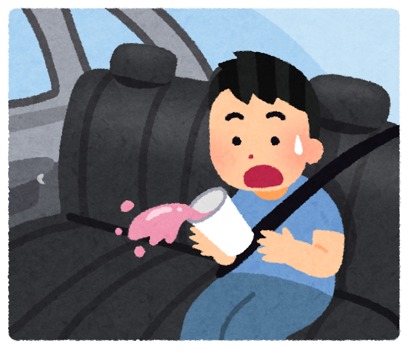 車の中でジュースをこぼした人のイラスト かわいいフリー素材集 いらすとや