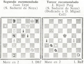 Problemas de mate en 2 de Joan Urpí y Josep Ripoll, El Ajedrez Español, Agosto de 1960