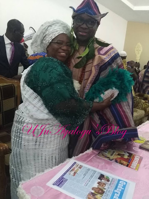 See Governor Ayo Fayose Hugging His Mother Tightly at His Chieftaincy Title Conferment (Photos)