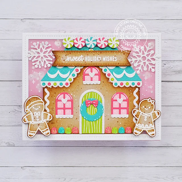 Sunny Studio Stamps: Gingerbread House Dies Sweet Treats House Add-On Dies Christmas Cookies Christmas Card by Marine Simon