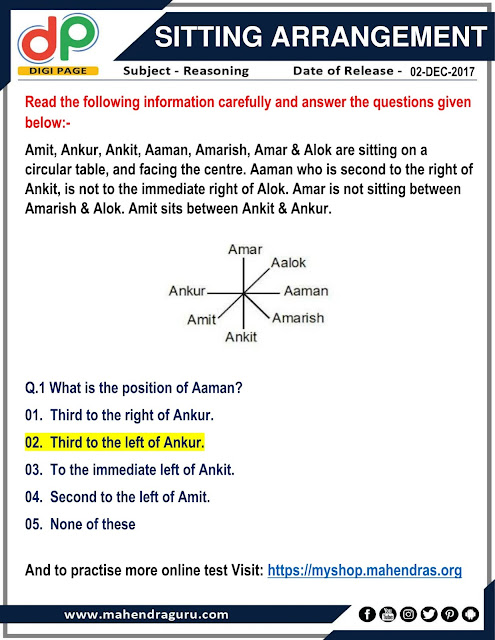 DP | Sitting Arrangement For IBPS Clerk | 02 - 12 - 2017