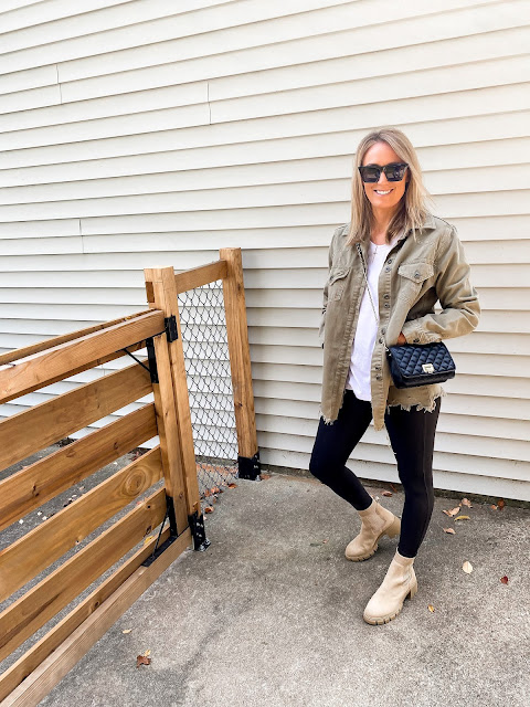 olive green Free People destroyed army jacket