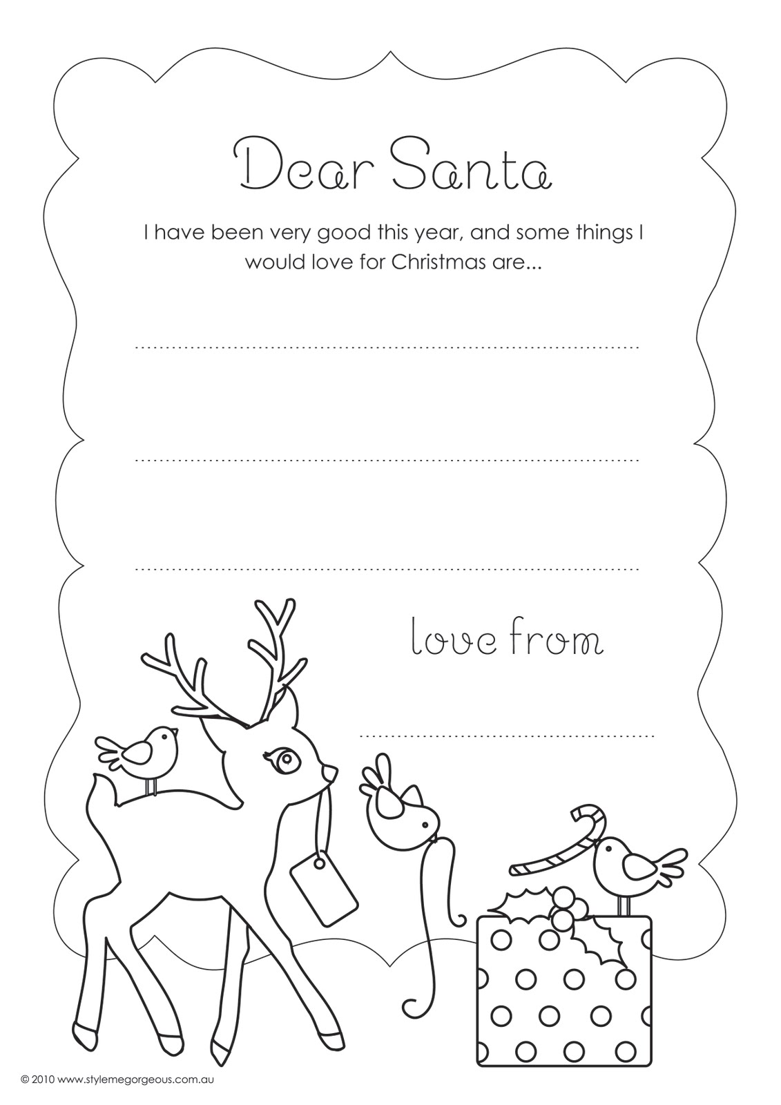 Download Style Me Gorgeous: FREE Colour in - Letter to Santa