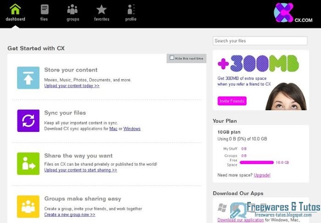 CX.com : 10 Go gratuits d'espace de stockage en ligne