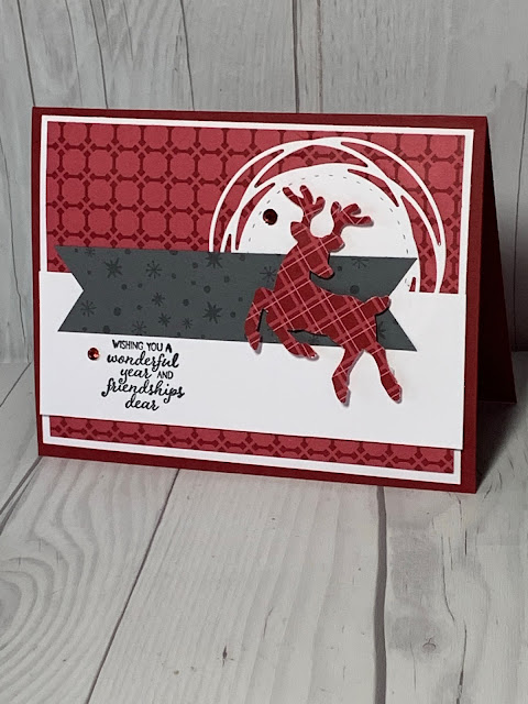 Stampin' Up! Handmade Christmas Card using Deer Builder Punch and Peaceful Deer Stamp Set