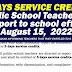 Public school teachers to receive 5 Days Service Credits for reporting to school starting Aug. 15, 2022 - Regional Memo