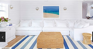 blue and white  living roon