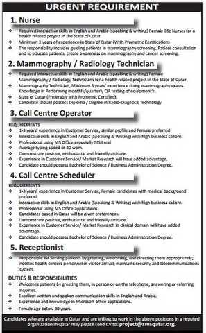 Qatar urgent job recruitment