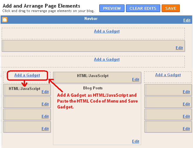 Add Menu in Blogger