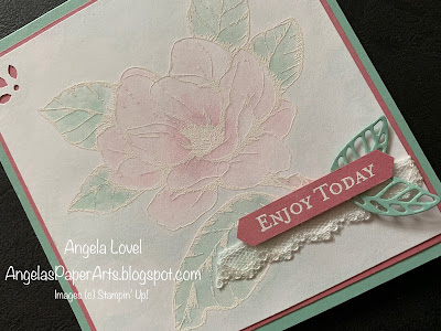 Stampin' Up! Good morning magnolia watercoloured card by Angela Lovel, Angela's PaperArts