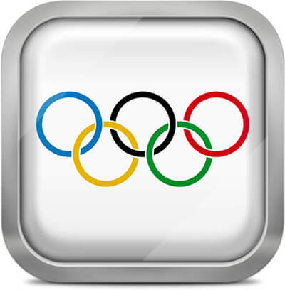 Olympic Games square flag with metallic frame