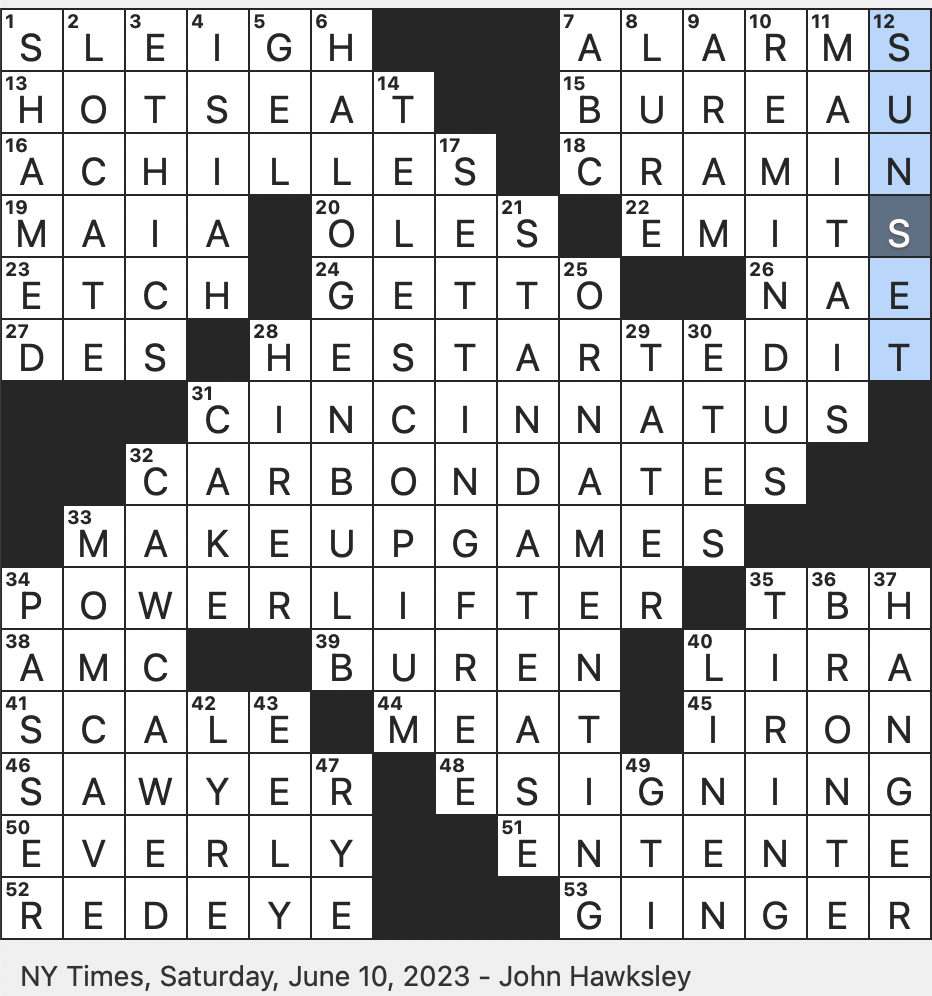 Rex Parker Does the NYT Crossword Puzzle: Curved bedframe style / SAT  6-10-23 / Mythological figure with an eponymous body part / Roman statesman  for whom a Midwest city was named /