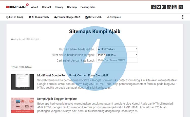 Membuat Sitemap Blog Untuk Blogger AMP HTML Dengan Custom Domain